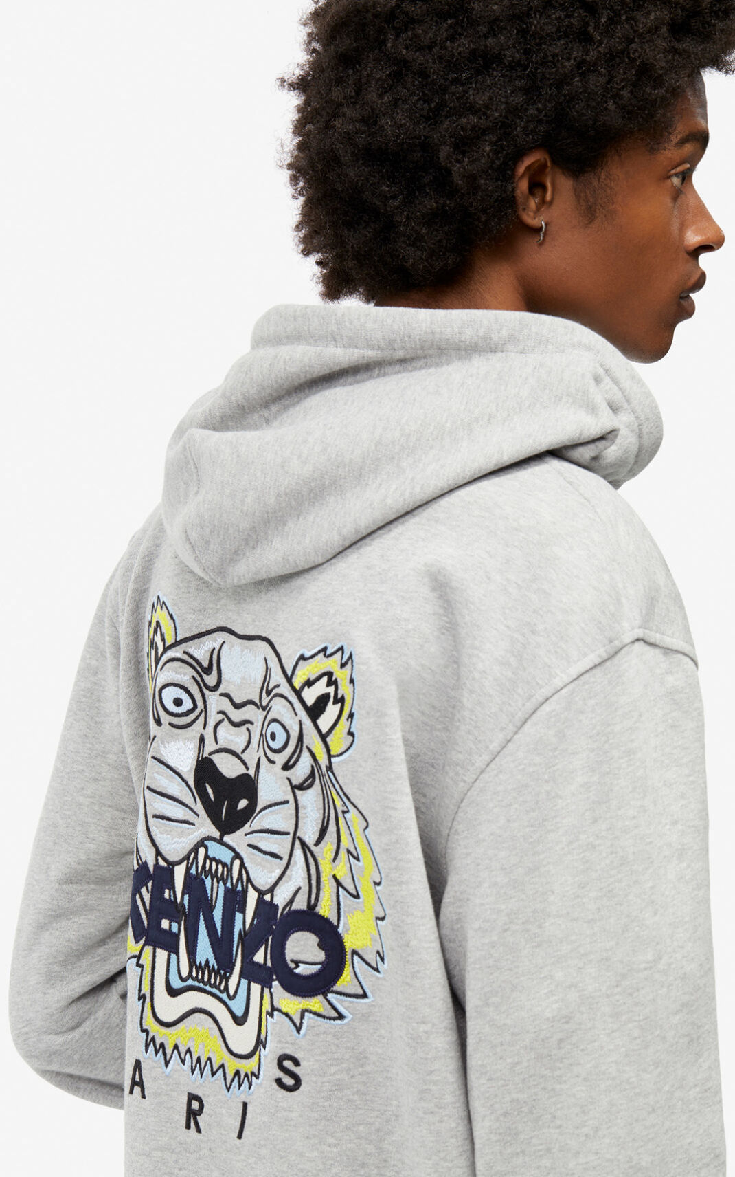 Kenzo Tiger zipped Sweatshirt Erkek Gri | 9834-GHYLV